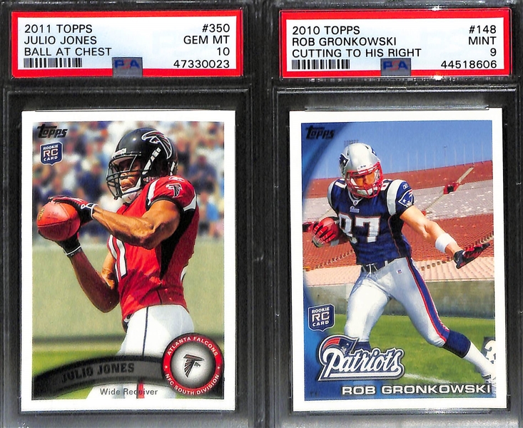 Lot of (6) Modern Football PSA Graded Hall of Fame and Superstar Rookies inc. 2001 Topps Drew Brees (PSA 9), 1998 Bowman Chrome Preview Peyton Manning (PSA 9), 1999 Bowman's Best Kurt Warner (PSA...